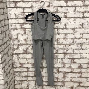 Gray Ribbed Matching Set